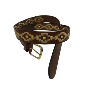 เข็มขัดโปโลหนังวัวหนังแท้พร้อมหัวเข็มขัดเหล็ก - Product Image 1