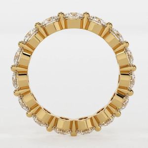 Anillo de Eternidad Completo con Moissanita de Corte Redondo TCW, Plata de Ley 925 Chapada en Oro, Apilable, Regalo de Aniversario de Bodas para Mujer - Product Image 3