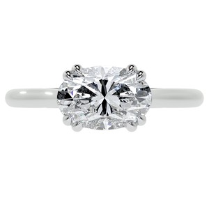 East To West Oval Cut VVS1 Moissanite <b>Ring</b> Double Claw Prong Engagement <b>Ring</b> 10K Solid White Gold Wedding <b>Statement</b> <b>Ring</b> For Her - Product Image 3