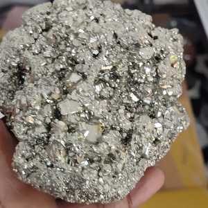 Grappe de cristaux de pyrite naturelle, grande pièce de pyrite sculptée, spécimen minéral, vente en gros, collection de pierres de cristal métalliques, Feng Shui - Product Image 2