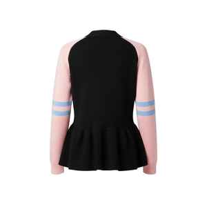 เสื้อคาร์ดิแกนผู้หญิงทรงเปปลัม กระดุมผ่าหน้า คอวี แขนตัดต่อ ผ้าถัก สไตล์ลำลอง แฟชั่นฤดูใบไม้ร่วง ฤดูหนาว สำหรับผู้ใหญ่ - Product Image 3