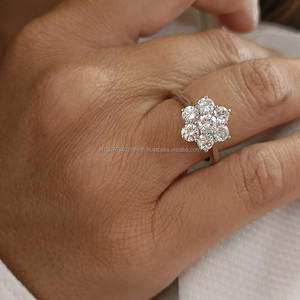 Anillo fino de estilo vintage de oro blanco de 14K, banda de compromiso de diamante cultivado en laboratorio blanco certificado IGI, Idea de regalo para fiesta de boda para mujer - Product Image 2