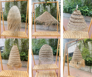 Abat-jour en jonc de mer fait main du Vietnam, style vintage, nouveau modèle printemps, cadre lumineux naturel, écologique et sûr pour la maison et l'hôtel - Product Image 2