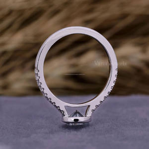Ensemble de lunette de coupe minimaliste Bague de fiançailles en diamant cultivé en laboratoire Bague de proposition en or blanc 10 carats Cadeau d'anniversaire pour elle pour les mariages - Product Image 5