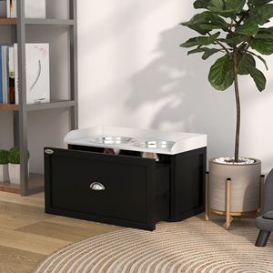 Set di 2 Ciotole Rialzate per Cani Bianche e Nere, Stazione di Alimentazione per Animali Domestici di Grandi Dimensioni con Spazio di Stoccaggio per Facile Pulizia - Product Image 6