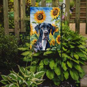 Drapeau de jardin multicolore Great Dane et Tournesols Bannière décorative de cour pour patio Illustration pour parterres de fleurs et boîtes aux lettres - Product Image 2