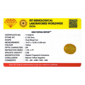 105 Carat Yellow Sapphire Loose Gemstone Oval Cut 10x14mm for Fine Jewelry - Product Image 4