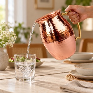 Pichet à boisson élégant en cuivre martelé, design moderne et écologique, ustensiles de cuisine personnalisables, décoration haut de gamme pour la maison - Product Image 1