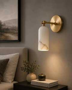 Applique murale moderne en laiton avec abat-jour en marbre, décoration contemporaine pour la maison, pour chambre à coucher, usage intérieur - Product Image 5