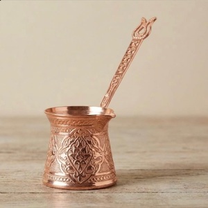 หม้อกาแฟทองแดงสีดำทำมือพร้อมด้ามจับไม้ ลายเพ้นท์ด้วยมือแบบดั้งเดิมสำหรับชงกาแฟ - Product Image 4