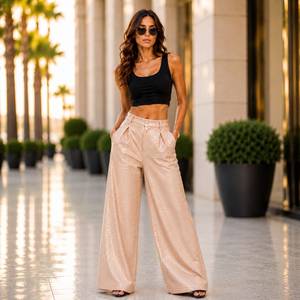 Pantalon en cuir gaufré crocodile pour femme, couleur unie, coupe skinny, taille haute, sexy, élastique, pour femme - Product Image 1