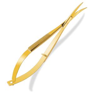 2026 Stainless Steel Curved Right-Handed Manicure Scissors <b>Handheld</b> Comfort Extra Sharp In Gold Color Cuticle Spring Scissor - Product Image 1