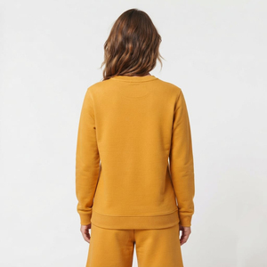 Sudadera de Algodón Personalizada para Mujer, Cuello Redondo, Color Amarillo Sólido, Corte Regular, Cálida, Informal, para Otoño e Invierno - Product Image 6