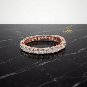 Bracelet chaîne classique en argent sterling or rose pour femme, avec diamants de laboratoire, élégant, étincelant, cadeau de mariage de luxe - Product Image 4