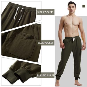 Pantalon Homme en Coton Polaire Léger et Décontracté avec Cordon de Serrage et Taille Élastique, Coupe Ample, Couleur Unie – Vente en Gros - Product Image 3