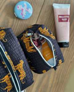 Ensemble de 3 trousses de toilette matelassées en coton faites à la main, sacs de lavage imperméables réutilisables, petites pochettes de maquillage pour le salon - Product Image 6