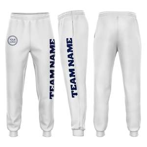 Pantalones Deportivos Blancos Personalizables para Hombre, Cintura Elástica, Impresión con Nombre del Equipo, Joggers Transpirables de Algodón, Ropa Casual de Otoño - Product Image 1