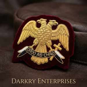 Parche Masónico del Rito Escocés Hecho a Mano con Hilo de Bullion, Insignia Bordada de Águila de Dos Cabezas Ordo Ab Chao para Uniformes de la AASR - Product Image 1