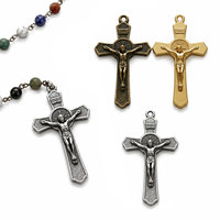 Médaille centrale personnalisée pour chapelet catholique pour enfants, croix en zircon, souvenir de pèlerinage, logo OEM, alliage de zinc moulé sous pression, plaqué or