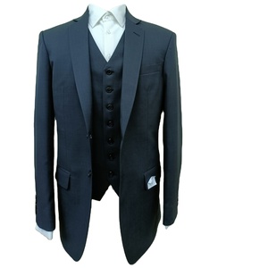 Chaqueta de oficina de un solo pecho de lana 100% de alta calidad para hombre, trajes de negocios tejidos impermeables planos con cuello en V informales ajustados - Product Image 1