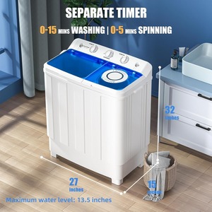 Lave-linge portable, lave-linge compact à double cuve de 28 lb avec pompe de vidange, semi-automatique - Product Image 5