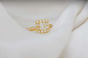 Bagues de fiançailles et de mariage pour femmes en or massif 10k 14k 18k avec diamant VS1 cultivé en laboratoire, taille princesse, halo rond, bijoux - Product Image 6