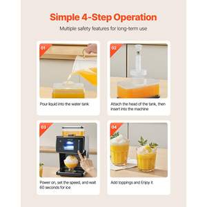 Machine à glaçons électrique à lame en acier inoxydable 44LBS/24H, machine à glaçons en flocons de neige pour les petits rassemblements à domicile, réservoir de 0,2 gal, 60S rapide - Product Image 5