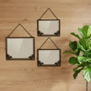 Artisan Design Pf1130c Antique Brass Glass Rectangle Hanging <b>Picture</b> <b>Frame</b> <b>with</b> Butterfly Decor Wall <b>Mount</b> From Uttar Pradesh - Product Image 2