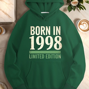 Né en 1998 Sweats à capuche décontractés en édition limitée pour femmes Tissu tricoté Techniques imprimées Col à capuche - Product Image 3