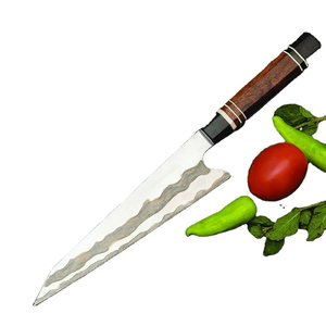 Couteau de chef Burraq personnalisé fait main en acier carbone, lame de 8 pouces, épaisseur de 3,0 mm, manche en bois, étui en cuir, NOUVEAU style - Product Image 1