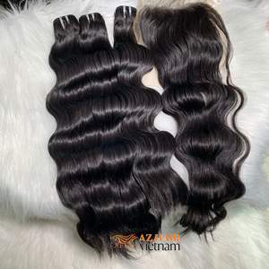 AZ Hair Company Extensions de cheveux humains vietnamiens de haute qualité 100% Body Wave en trame de couleur noire - Product Image 4
