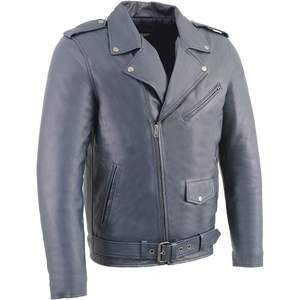 Blouson en cuir classique pour homme SFM1890 en cuir bleu pour moto et course automobile 2025 - Product Image 6