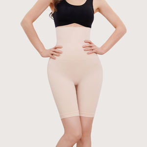 High Waist Beige Shapewear Shorts Breathable Knitted Spandex Nylon Skinny Fit Women's <b>Underwear</b> - Product Image 1