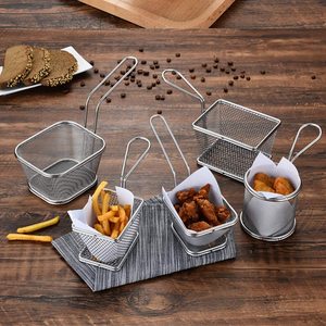 Wholesale Eco-Friendly Durable BPA Free Custom Logo Stainless Steel Mesh Fry <b>Basket</b> for French Fries <b>Chips</b> Serving Snacks Plates - Product Image 5