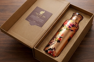 Vibrant Floral Art Copper Water <b>Bottle</b> Leakproof Modern Minimalist Style Ideal For <b>Travel</b> Gym Yoga Office And Gifts - Product Image 5