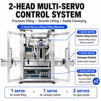 Mesin Pengisi Cairan NENOSUN Dust Cover 2 Heads Servo Piston Diving Filling Machine 2 Nozzle Volumetric Dosing Pump untuk Cairan, Pasta, dan Granul