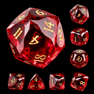 Juego de Dados de Resina Multifacéticos con Bordes Afilados Rojos, 7 Piezas, Dados Transparentes Poliédricos para Juegos de Rol, <span class=keywords><strong>Dungeons</strong></span> and Dragons, Mesa de Juego - Product Image 1