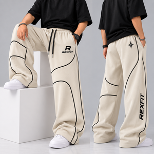 Streetwear <b>Baggy</b> Sweatpants Men Custom Wide Leg <b>Track</b> <b>Pants</b> Side Stripe Elastic Waist Relaxed Fit Bulk Streetwear Manufacturer - Product Image 3