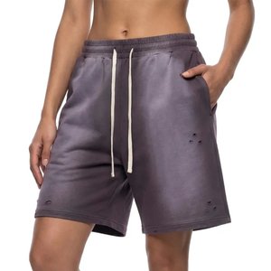 High Demanding Custom <b>Men</b> Vintage Washed Sweat <b>Shorts</b> Oversized Casual Streetwear Distressed Drawstring Gym <b>Lounge</b> <b>Shorts</b> Purple - Product Image 6