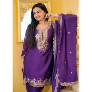 ชุดสูทปักลาย dhoti ของผู้หญิงชุดสูทสำหรับปาร์ตี้หรูหรา - Product Image 4