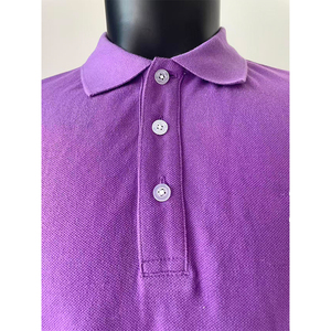 Polo de Manga Corta Morado para Hombre, Corte Regular, Cierre de Botones, Color Sólido, Tejido de Punto Informal y Transpirable - Product Image 3