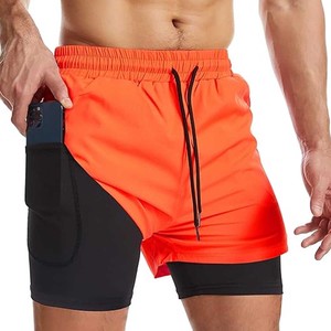 Men's Double <b>Layer</b> 2 in 1 Running Shorts with Inner Compression Tights Lightweight Moisture Wicking Workout Training Fitness Gym - Product Image 5