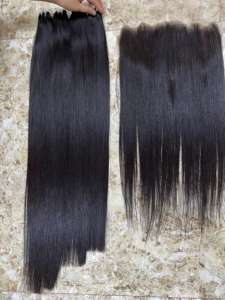 Cuticle Aligned Bundles Vrigin Vietnamese Hair Human Hair Extension Genius Weft Vietnamese Raw Bone Straight Double Drawn Hair - Product Image 5