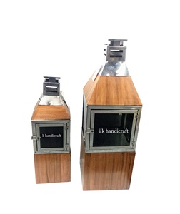 Farol de Madera Antiguo para Velas, Pequeño Portavelas Decorativo Colgante para Decoración Navideña del Hogar, Patio y Mesa - Product Image 4