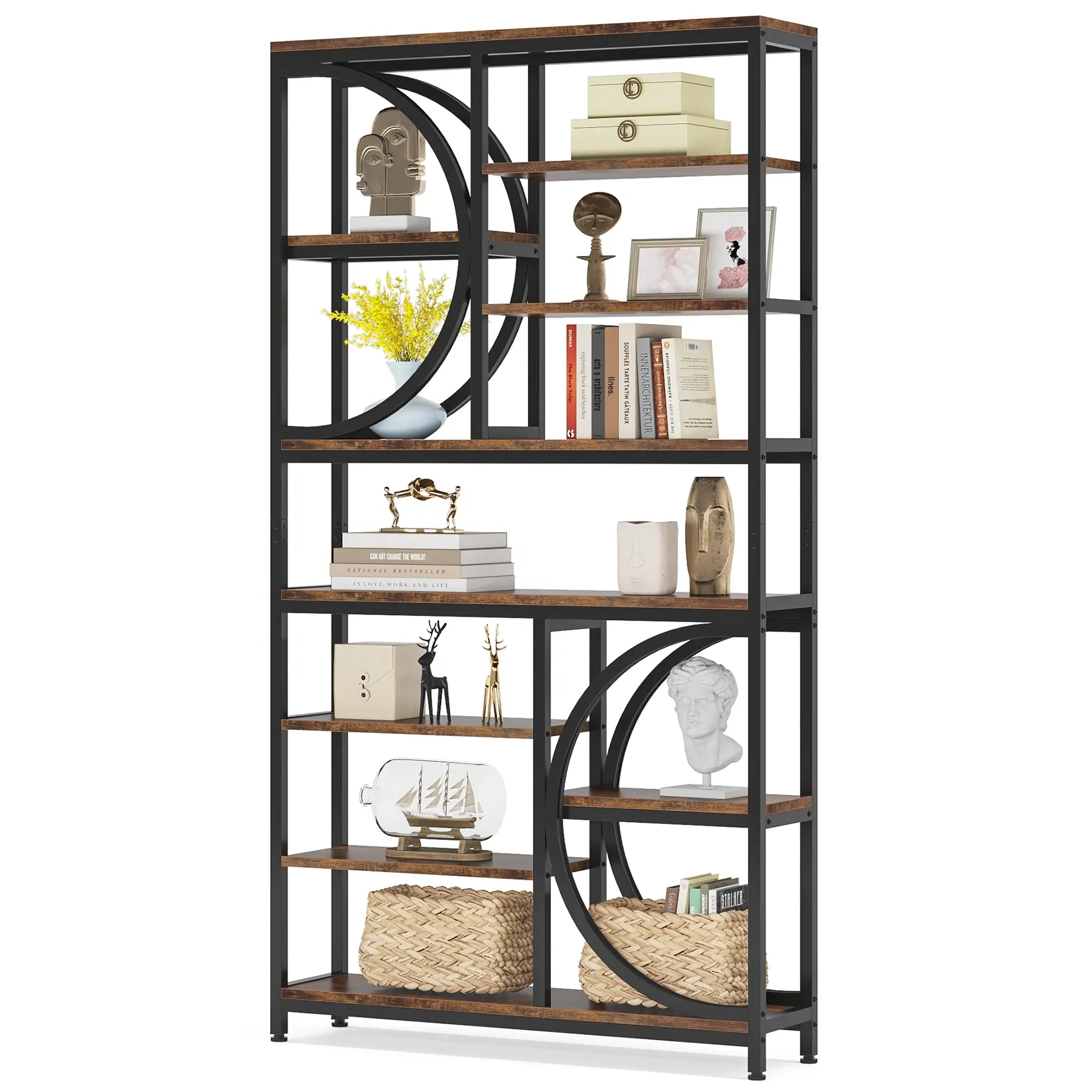 Tribesigns mobili 8 livelli scaffale per libri alto Bookrack Organizer scaffale per libri in legno autoportante all'ingrosso