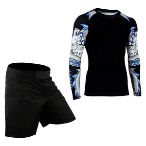 Men's Red Black Full Sleeve Rash Guard Set Quick Dry <b>Athletic</b> Training Kit Sublimation Printed Sport Wear - Product Image 4