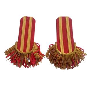 Vestido con hombreras de algodón, diseño de hojas doradas bordado a mano, lavable, con borde cortado a láser, espalda y tirantes rojos, sin insignias. - Product Image 3