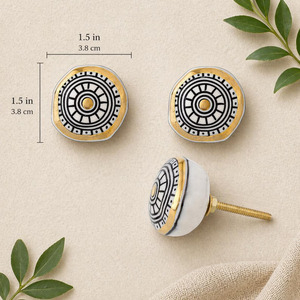 SHUBHAM White Black Gold <b>Ceramic</b> Cabinet <b>Knob</b> Round Furniture Handle Decorative <b>Drawer</b> Wardrobe Door Pendant - Product Image 6