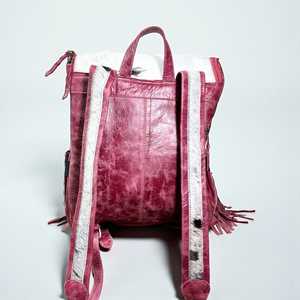 Vintage Western Cowhide Leather <b>Backpack</b> for Fringe Wholesale Fur Leather Travel Cowboy Style Rodeo <b>Large</b> Capacity <b>Backpack</b> - Product Image 2