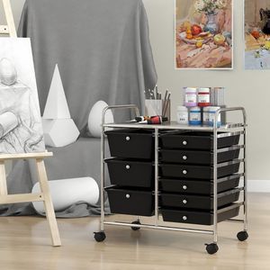 Carrello Portaoggetti a 9 Cassetti con Struttura in Metallo e Cassetti Colorati per Bagno, Cucina, Armadio, Ufficio - Product Image 2